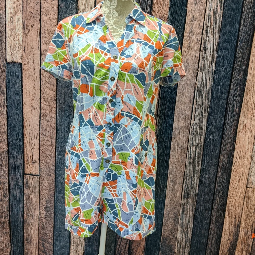 Modcloth Lighthearted Cartographer Romper - Picture 2 of 7